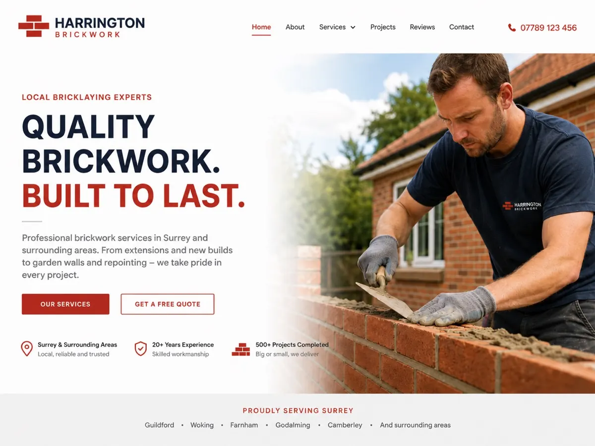 The Harrington Brickwork website, a bricklaying business