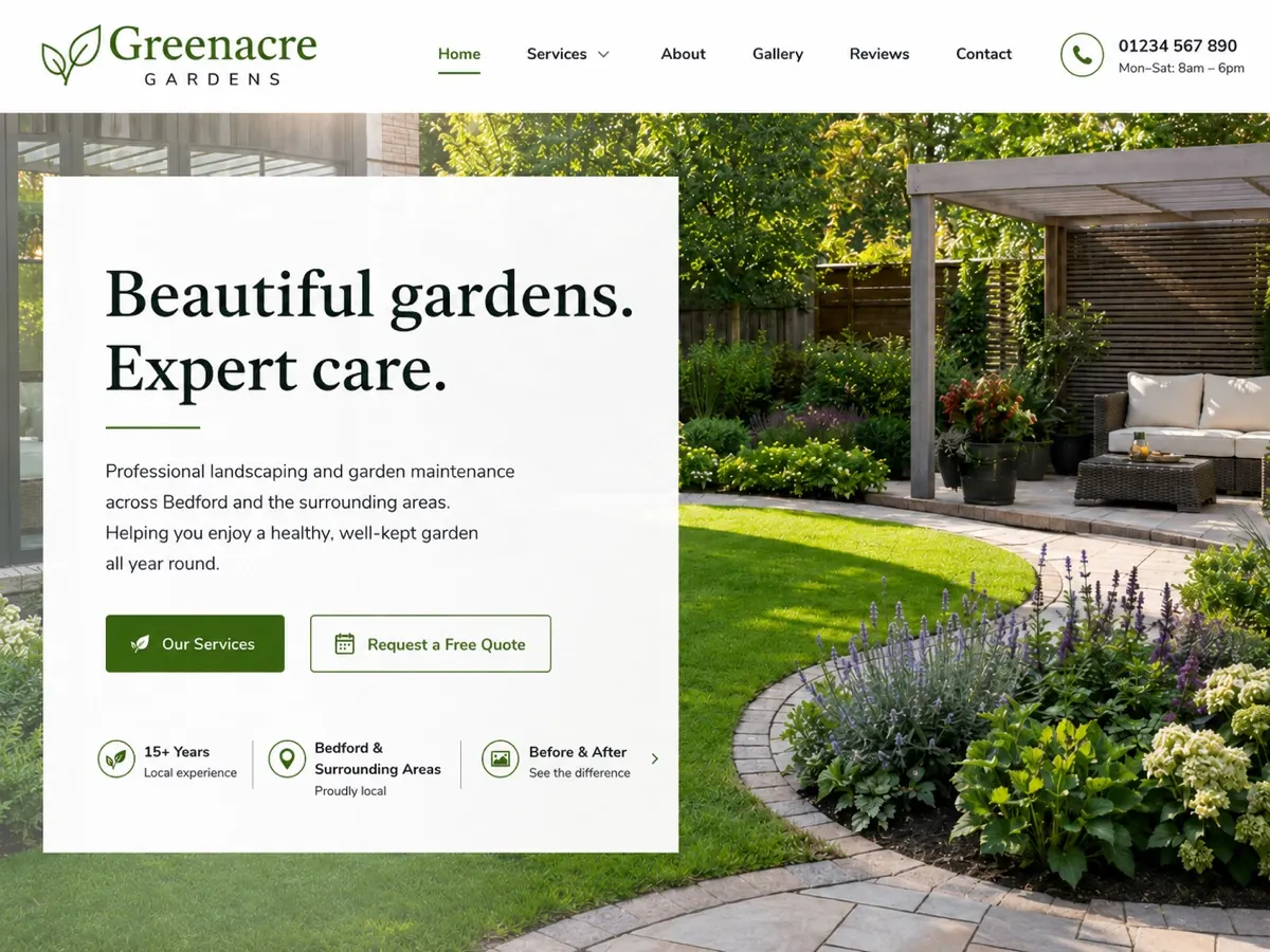 The Greenacre Gardens website, a gardening business