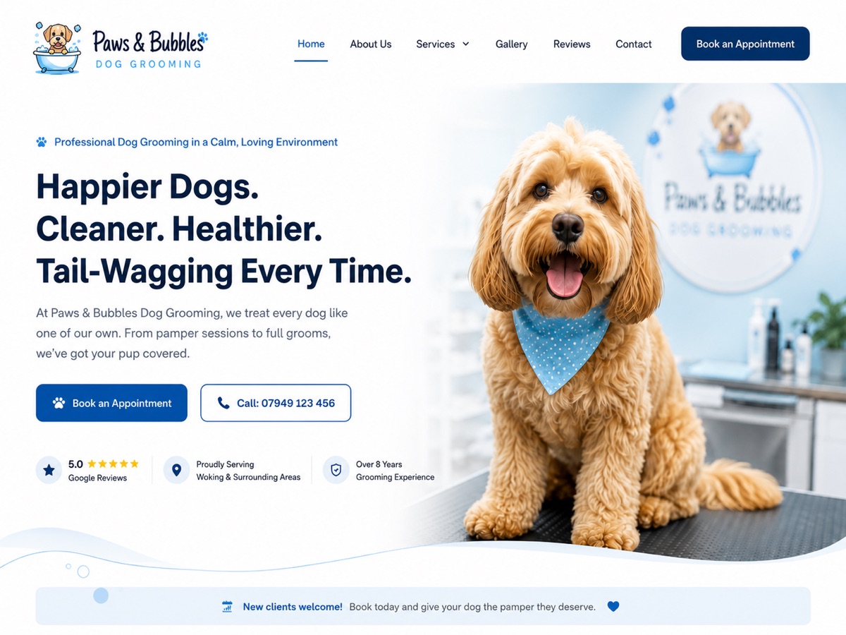 Paws & Bubbles website